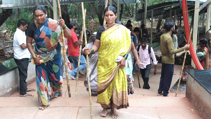 Devotees walk with wooden sticks on their way to Tirupati Balaji temple | Pic courtesy: Tirumala Tirupati Devasthanams