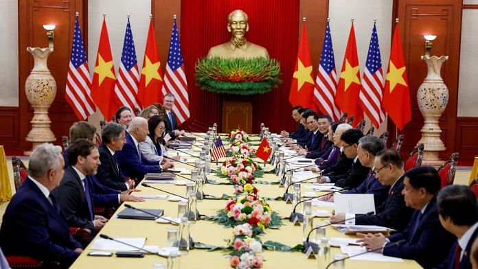 US President Joe Biden attends a meeting with Vietnam's Communist Party General Secretary Nguyen Phu Trong in Hanoi | Reuters/Evelyn Hockstein/File Photo