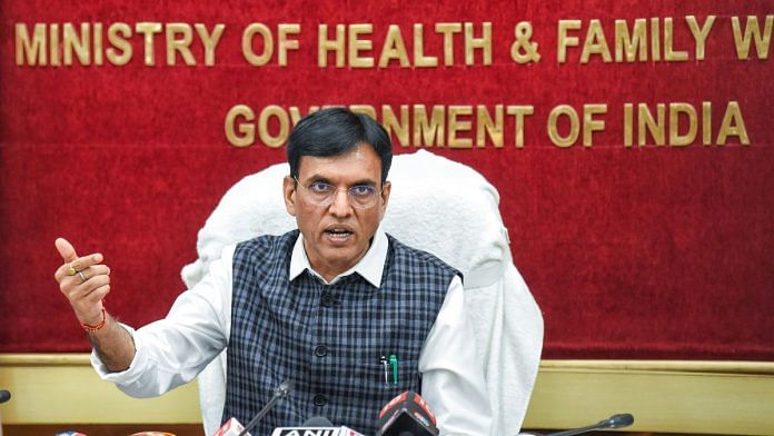 Union Health Minister Mansukh Mandaviya addresses a press conference at Nirman Bhavan in New Delhi on Tuesday | ANI photo