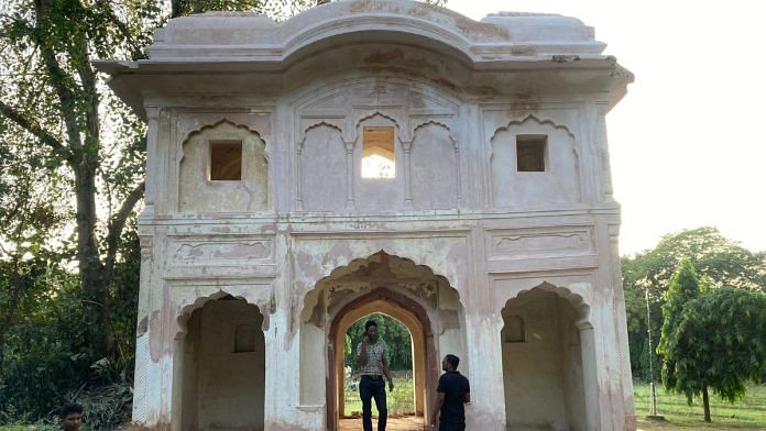 Work being done on small monuments by the rose garden in Lodhi Gardens | Vandana Menon, ThePrint
