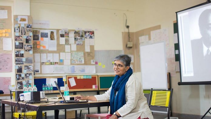Indira Chowdhury presenting at a panel at Srishti School of Art, Design and Technology, Bengaluru. The event focused on oral history and the history of science | Photo: by special arrangement