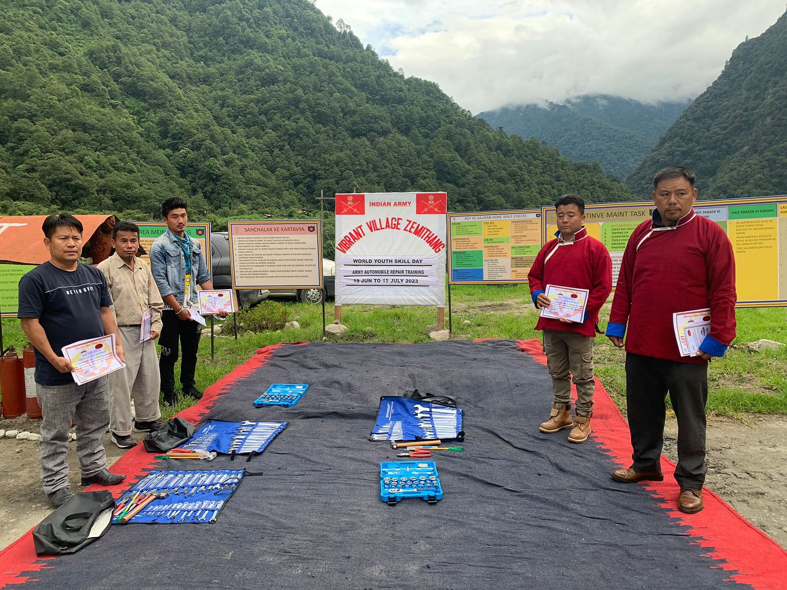 Zemithang residents attending the Automobile Repair Training Workshop conducted by Indian Army as part of Vibrant Village project | Karishma Hasnat, ThePrint