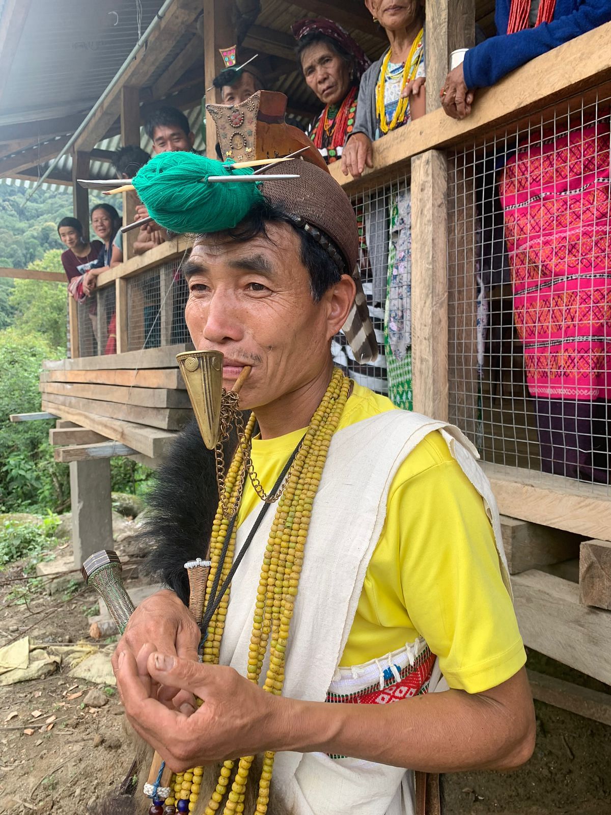 A Nyishi resident of Laching Bagang village, dressed in ethnic attire | Karishma Hasnat, ThePrint