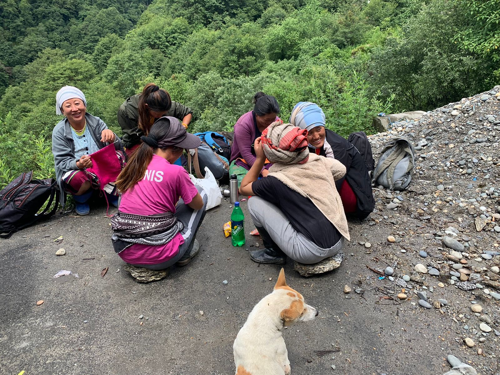 Monpa women engaged in road construction at Zemithang | Karishma Hasnat, ThePrint