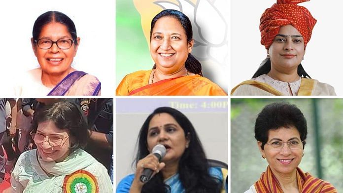 Chandrawati Devi (from top left), Sudha Yadav, Shruti Choudhry, Kailasho Devi, Sunita Duggal and Kumari Selja | By special arrangement/Facebook