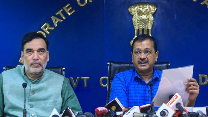 Delhi Chief Minister Arvind Kejriwal and Environment Minister Gopal Rai address a press conference, in New Delhi, on 29 September 2023 | PTI