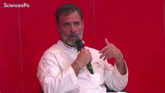 Screenshot of a video of Rahul Gandhi's speech at Sciences Po in Paris, shared by Congress | Credit: X/@INCIndia
