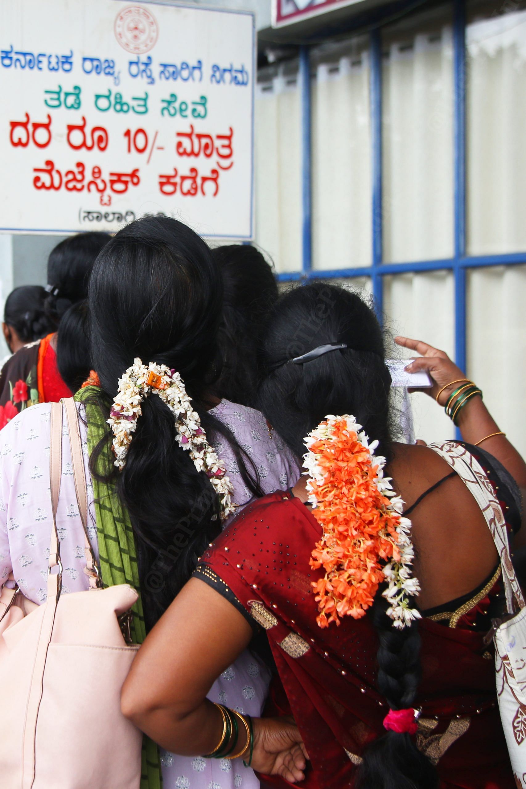 Women standing in a queue to get tickets at the Mysore bus stand | Manisha Mondal, ThePrint