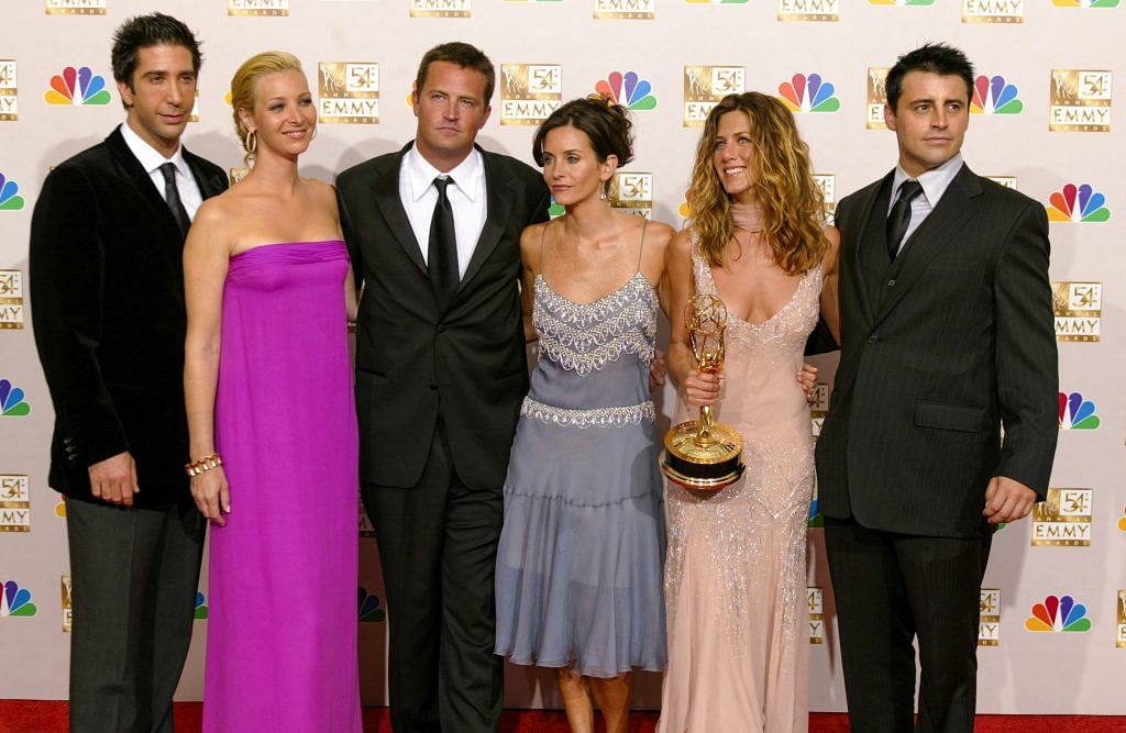 File photo of David Schwimmer, Lisa Kudrow, Matthew Perry, Courteney Cox Arquette, Jennifer Aniston and Matt LeBlanc of "Friends", appear in the photo room at the 54th annual Emmy Awards in Los Angeles, U.S | Reuters