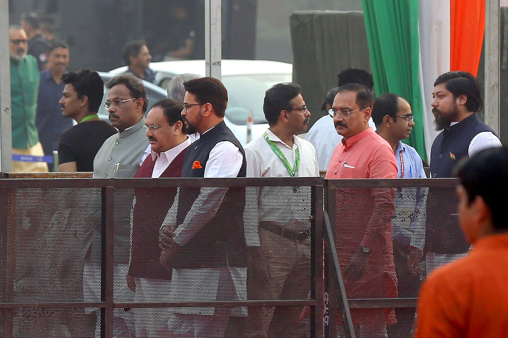 BJP president J.P. Nadda and Union minister Anurag Thakur arrive at the event in New Delhi | Photo: Suraj Singh Bisht | ThePrint