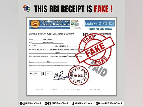 Currency conversion fee receipt issued by RBI doing rounds is fake: PIB Fact Check