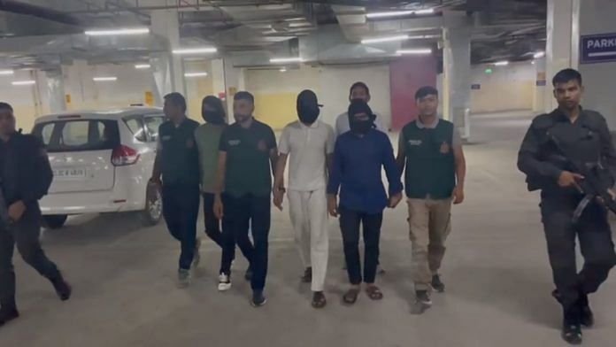 Still from video of three suspected IS terrorists in Delhi Police custody | By Special Arrangement