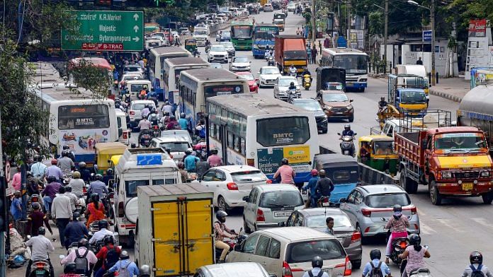 Traffic jam on Mysuru Road in Bengaluru | Representational image | ANI