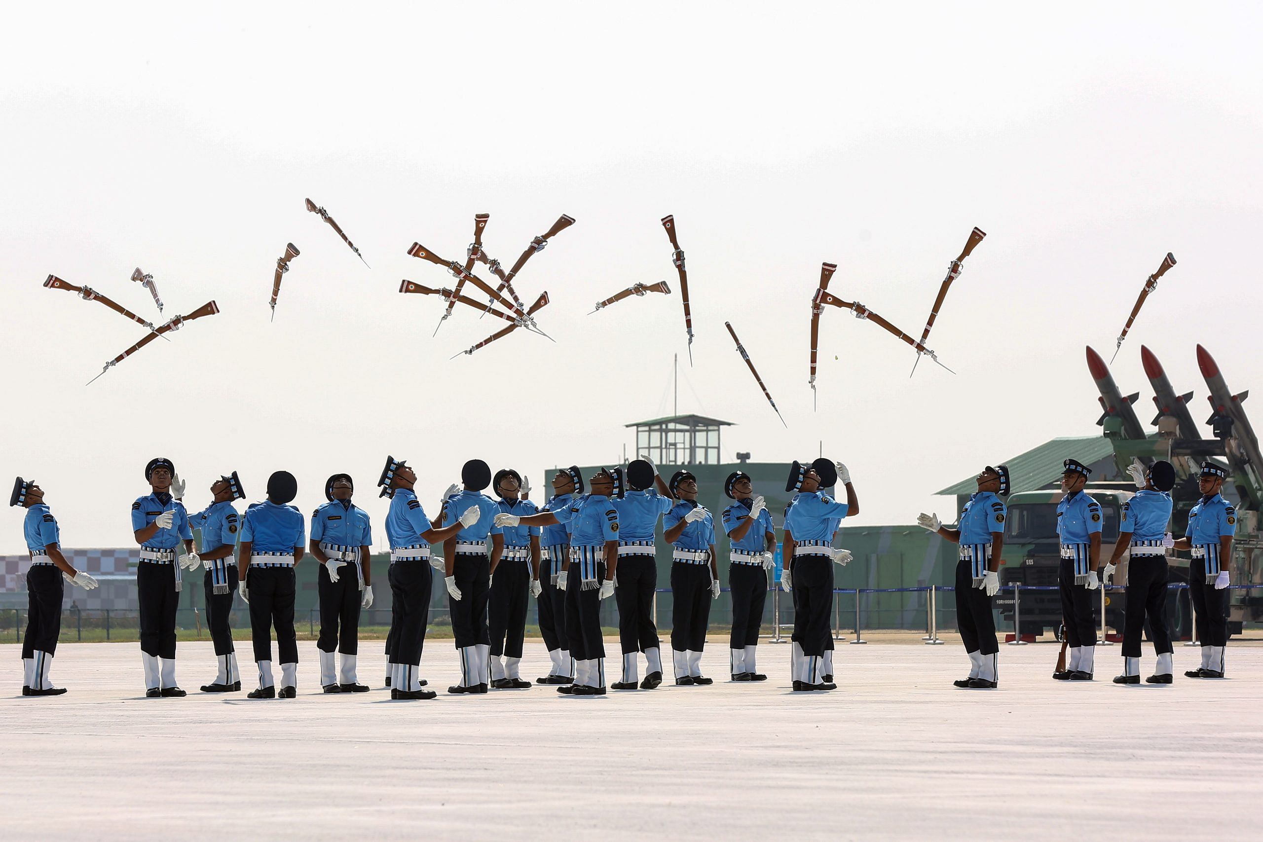 Air Force personnel after the march at the Air Force Day parade in Prayagraj | Suraj Singh Bisht | ThePrint