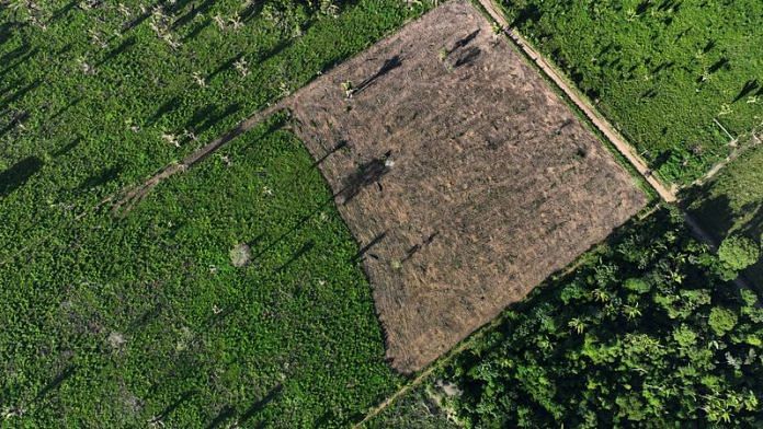 An aerial view shows a deforested area during an operation to combat deforestation at the Cachoeira Seca indigenous reserve, in Uruara, Para State, Brazil January 19, 2023. REUTERS/Ueslei Marcelino/File Photo