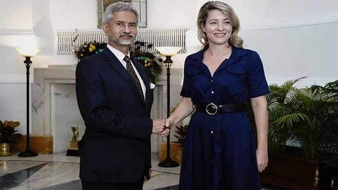 File photo of External Affairs Minister S Jaishankar with his Canadian counterpart Melanie Joly | Photo: Twitter/@DrSJaishankar