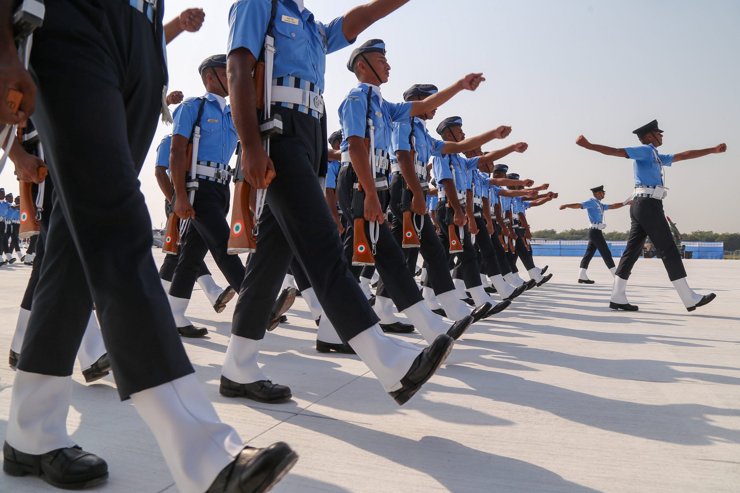 Air Force personnel march with pride at the Air Force Day parade in Prayagraj | Suraj Singh Bisht | ThePrint