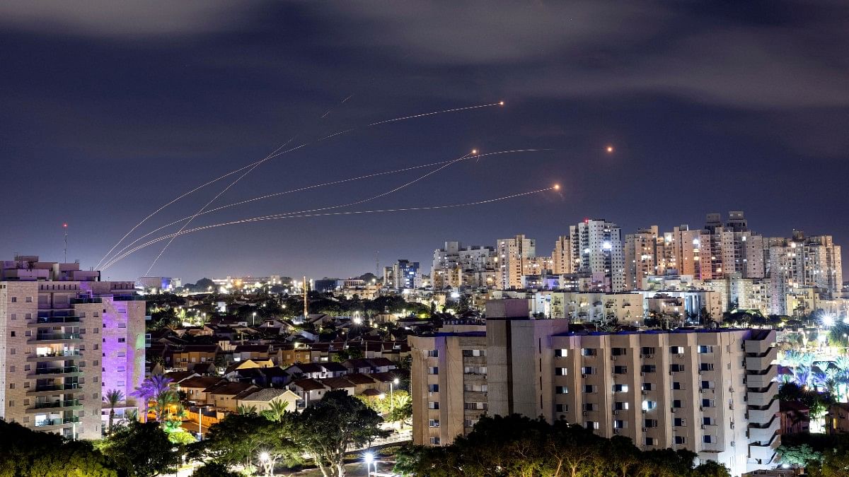 Israel's Iron Dome anti-missile system intercepts rockets launched from Gaza on 15 October, 2023 | REUTERS/Amir Cohen