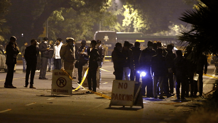 File photo of police personnel outside Israel Embassy in Delhi | Representational image | ANI