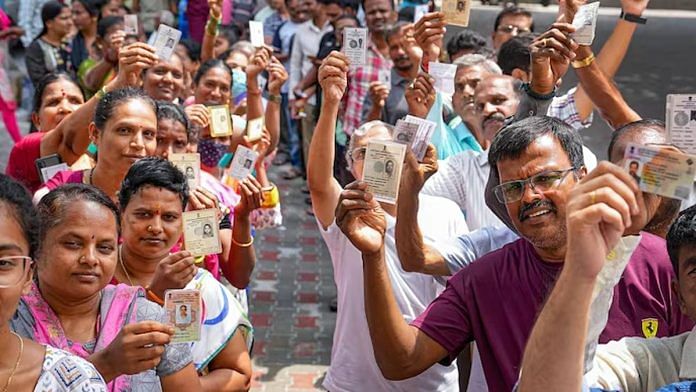 Voters in Bengaluru on polling day for Karnataka assembly elections this year | Photo: PTI