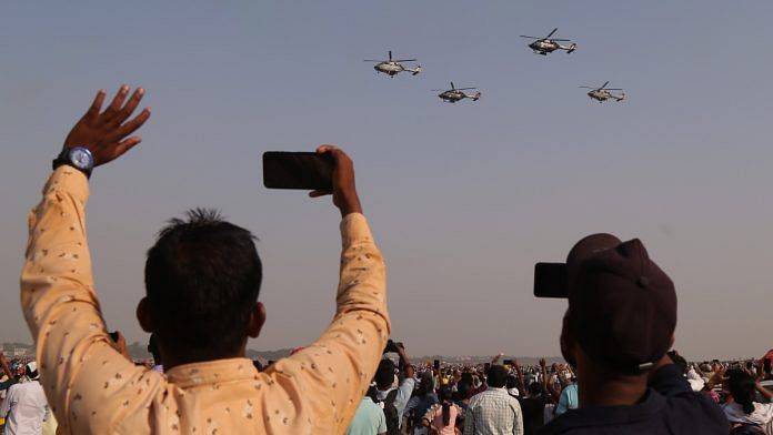 Spectators during the 91st Air Force Day celebrations, in Prayagraj | Suraj Singh Bisht | ThePrint