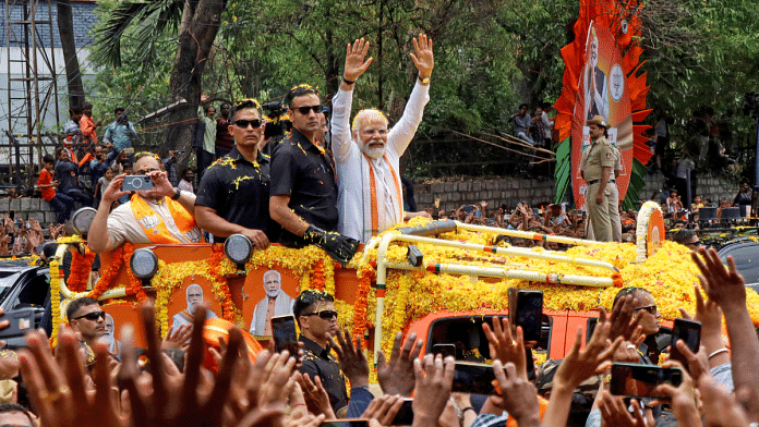 File photo of Prime Minister Narendra Modi during a roadshow in Bengaluru | ANI