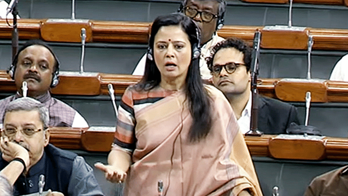 File photo of TMC MP Mahua Moitra in the Lower House during the Winter Session of the Parliament | ANI