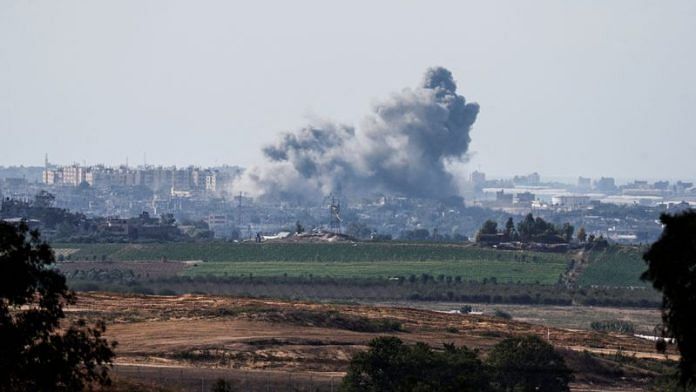 Smoke rises in the air following Israeli bombings in Gaza, as seen from Israel's border with the Gaza Strip, in southern Israel | Reuters