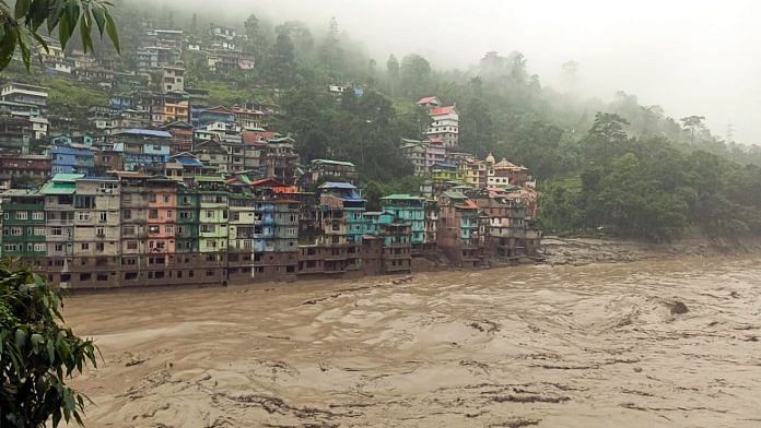 File photo of flash flood in Sikkim | Representational image | ANI