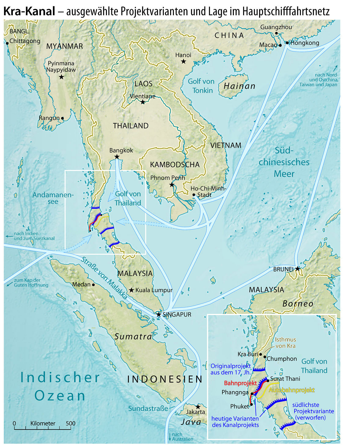 Proposed Thai Canal routes | Commons