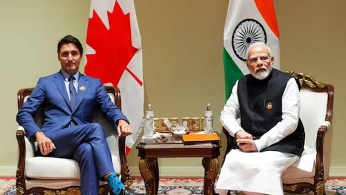Prime Minister Narendra Modi (right) with Canadian PM Justin Trudeau | Photo: PTI