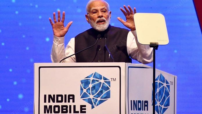 File photo | Prime Minister Modi at the India Mobile Congress | ThePrint photo by Suraj Singh Bisht