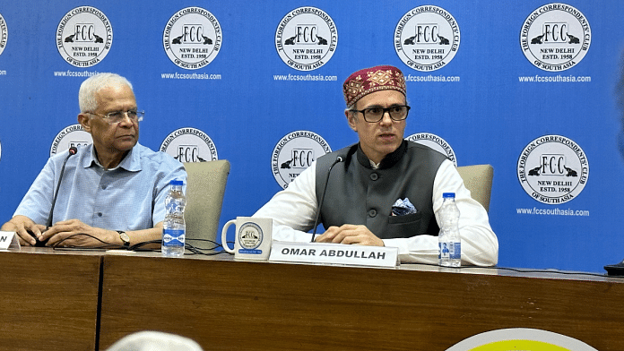 National Conference vice-president Omar Abdullah at Foreign Correspondents' Club Of South Asia in New Delhi | Amogh Rohmetra | ThePrint