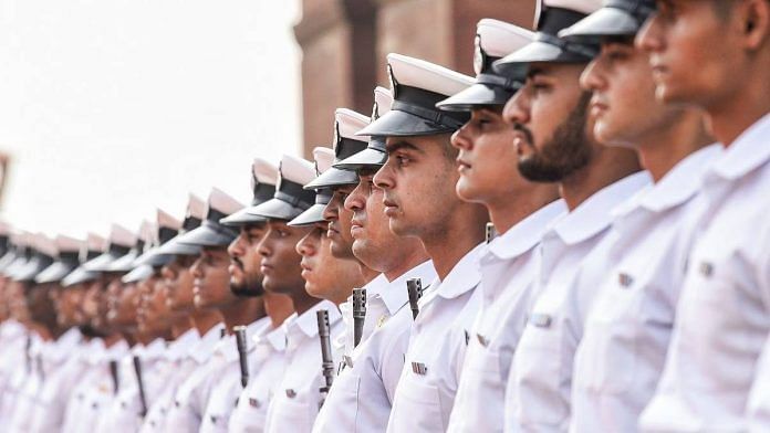 Indian Navy personnel at South Block in New Delhi | ANI Photo/Shrikant Singh