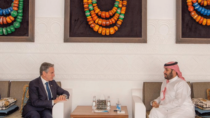 US Secretary of State Antony Blinken meets Saudi Crown Prince Mohammed bin Salman (Photo Credits: X/@SecBlinken)