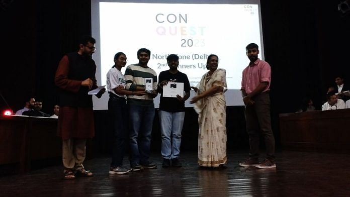 Participants receiving their trophy at ConQuest 2023 | Heena Fatima, ThePrint