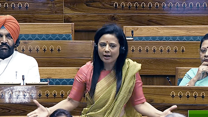 File photo of Trinamool Congress MP Mahua Moitra speaking in Lok Sabha during the Special Session of Parliament in New Delhi | ANI