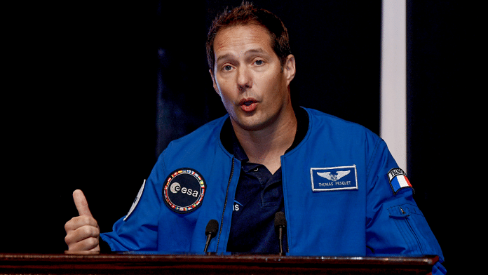 Astronaut Thomas Pesquet addresses during the Indian Space Conclave 2023 at Manekshaw Centre in New Delhi | ANI