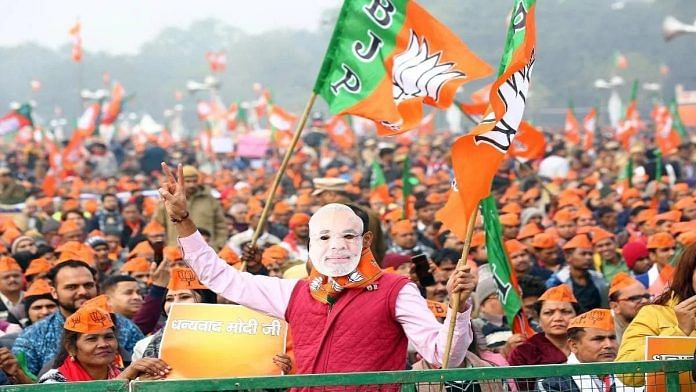 File image of a BJP supporter at Delhi's Ramlila Maidan | Photo: Suraj Singh Bisht | ThePrint