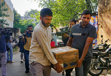 Boxes of material confiscated from office of NewsClick being brought to Delhi Police Special Cell | PTI