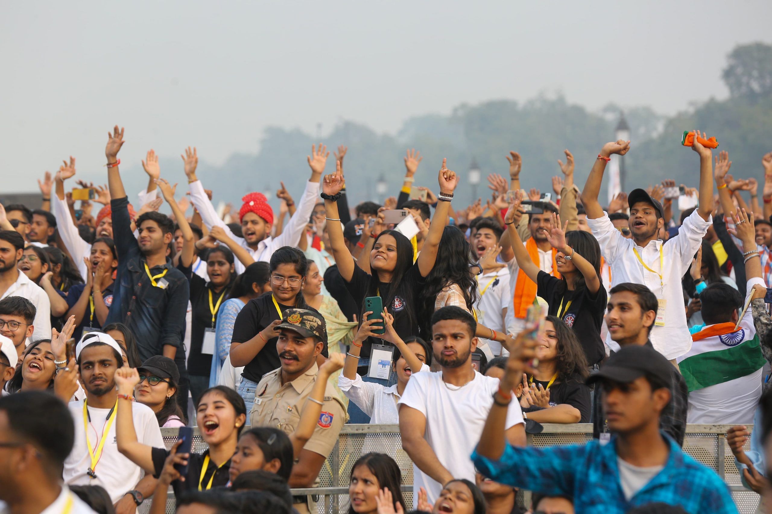 People cheer singer Kailash Kher as he performs at the event | Photo: Suraj Singh Bisht | ThePrint