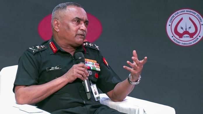 Indian Army Chief General Manoj Pande speaks during the curtain-raiser for 'Chanakya Defence Dialogue', at the Dr Ambedkar International Centre, in New Delhi | ANI File Photo