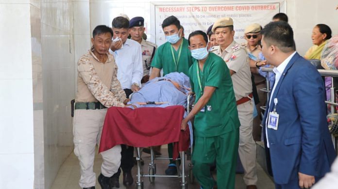The body of Chingtham Anand Kumar at a hospital in Imphal | Image by Donald Sairem