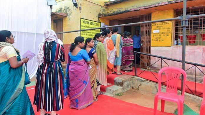 Voters line up for the first phase of the Chhattisgarh assembly election, in Kondagaon Tuesday | ANI