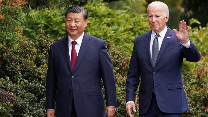US President Joe Biden with Chinese President Xi Jinping in California on 15 Nov 2023 | Reuters/Kevin Lamarque