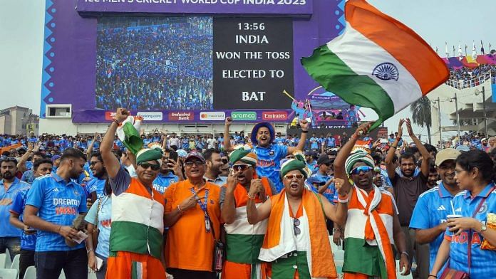 Indian fans cheer during the World Cup 2023 match between India and South Africa earlier this month | Photo: PTI
