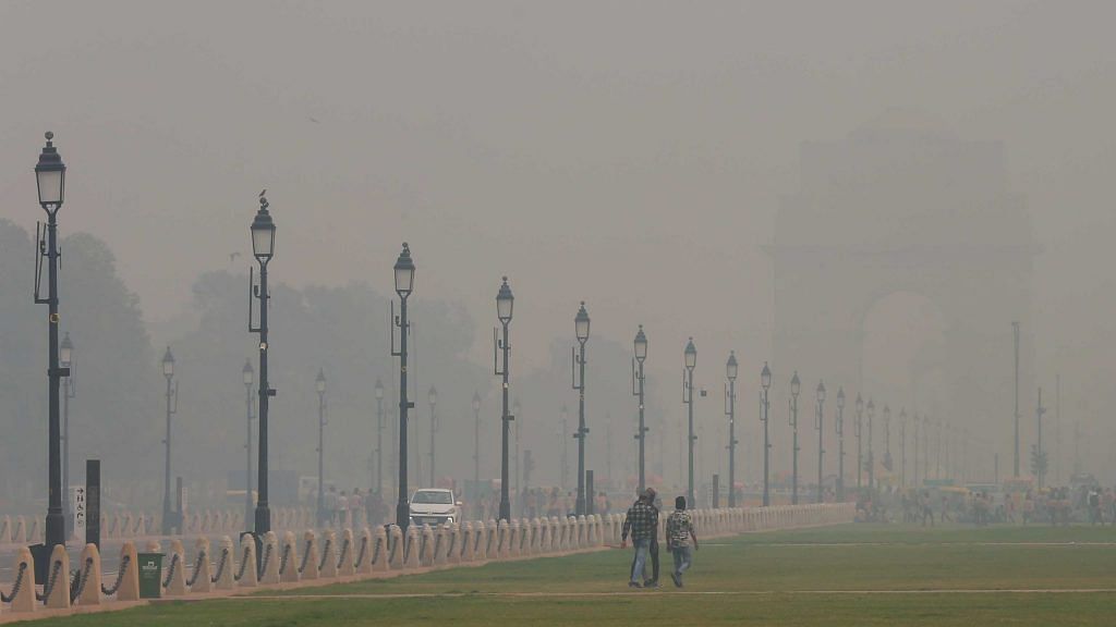 A thick layer of smog engulfed the national capital as the air quality in the city dipped into the 'severe' category on 4 October | ThePrint/Suraj Singh Bisht