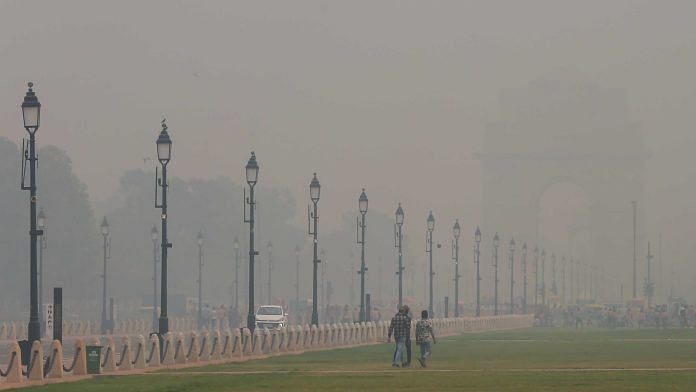 A thick layer of smog engulfed the national capital as the air quality in the city dipped into the 'severe' category on 4 October | ThePrint/Suraj Singh Bisht