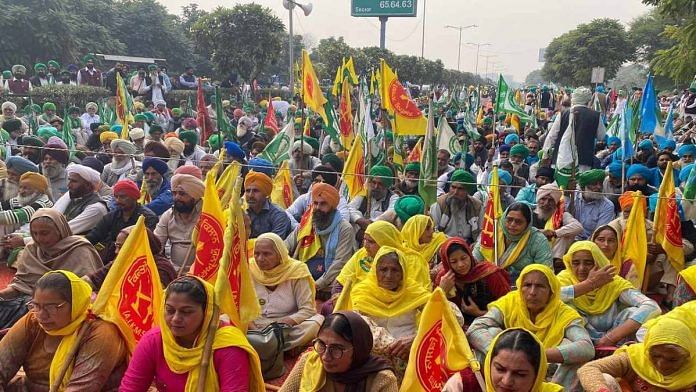 Farmers from Haryana at the dharna site on Sunday | Photo: By special arrangement