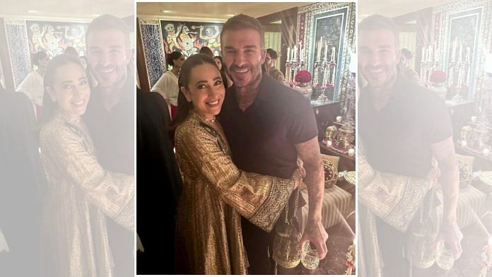 Karisma Kapoor with David Beckham at a party hosted in his honour by Sonal Kapoor and her husband Anand Ahuja | Instagram